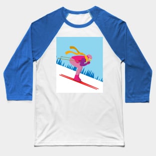 Skier Snow Mountains Extreme Sport Baseball T-Shirt